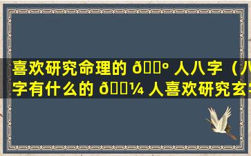 喜欢研究命理的 🌺 人八字（八字有什么的 🐼 人喜欢研究玄学）